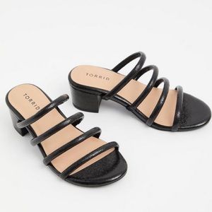 Torrid Black Faux Leather Tube Strap Mule Sandal NWT Size:8 W